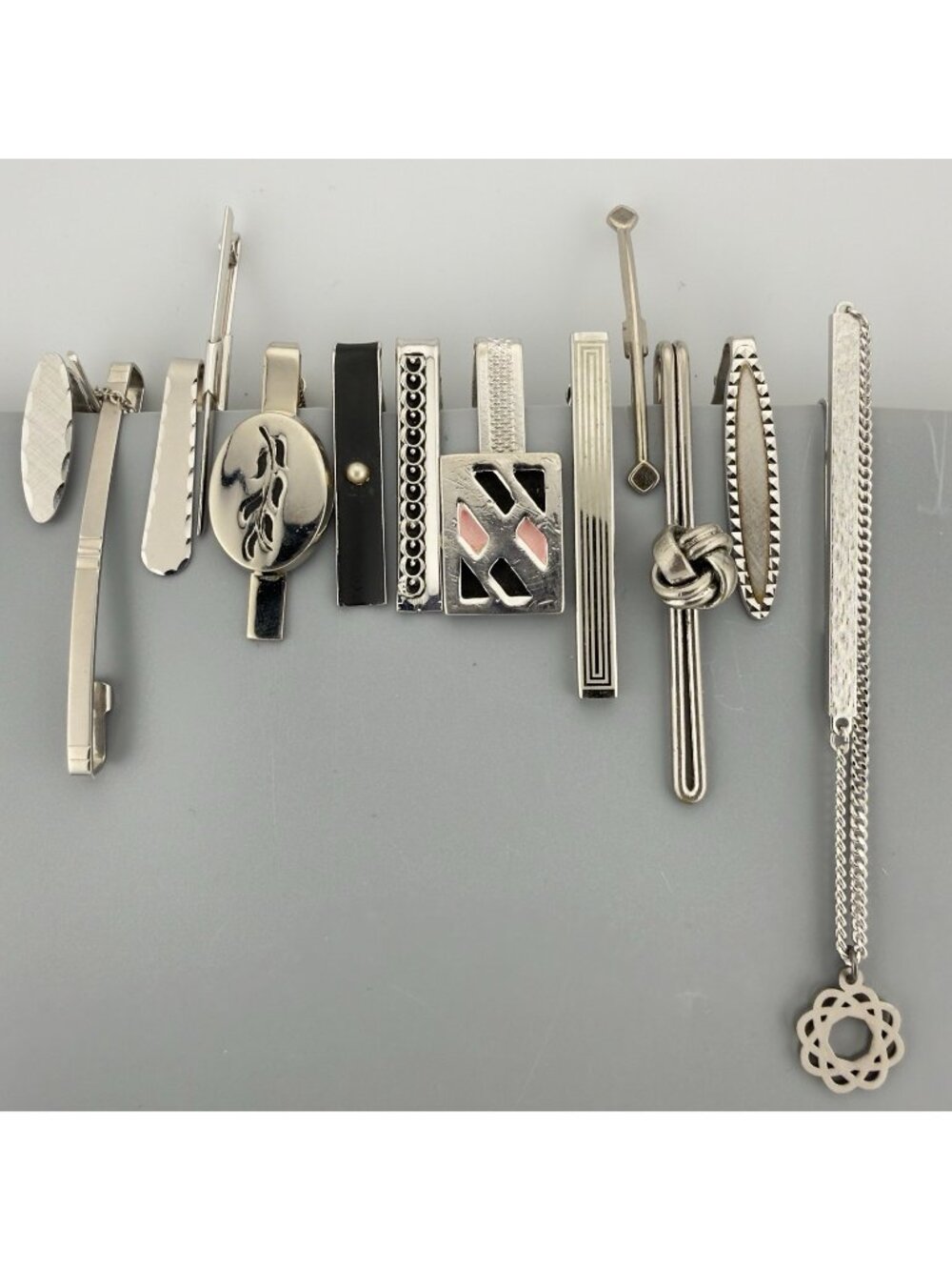Vintage Tie Clip Bar Collar Pin Lot Silver Tone Swank Anson Variety Mix